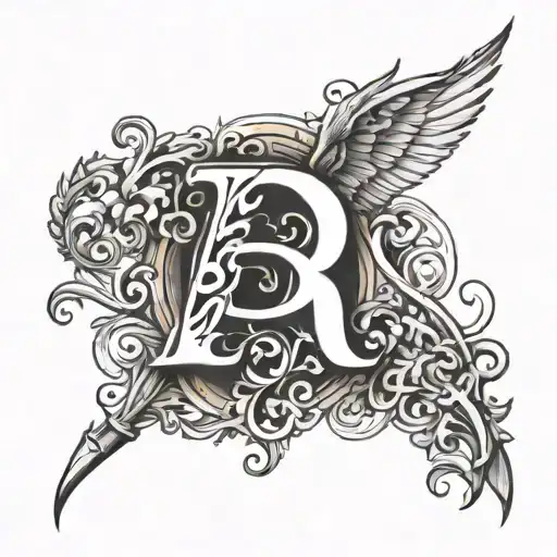 combination letter R and F tattoo design idea