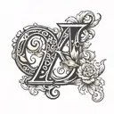 combination letter R and F tattoo design idea