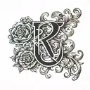 combination letter R and F tattoo design idea