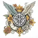 The Cross and Yin Yang and the Crown and Wings of the Angel tattoo design idea