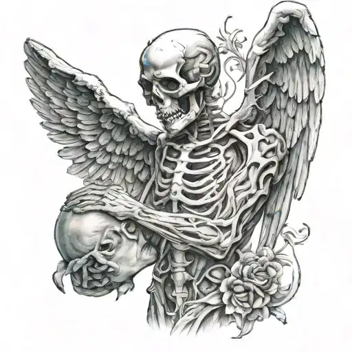 bad Angel whispering death tattoo design idea