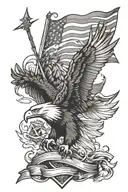 flag cross eagle soaring tattoo design idea