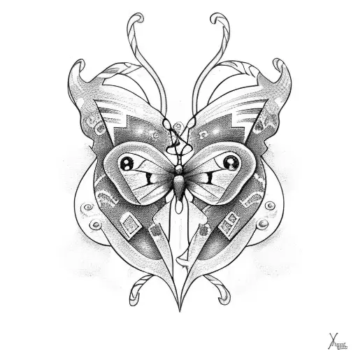 anchor heart's butterflies  tattoo design idea