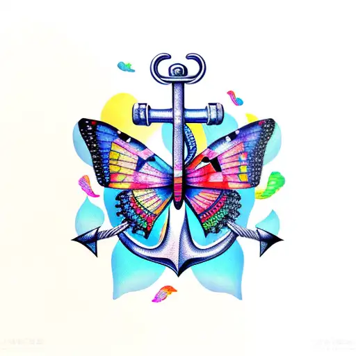 anchor butterflies  tattoo design idea