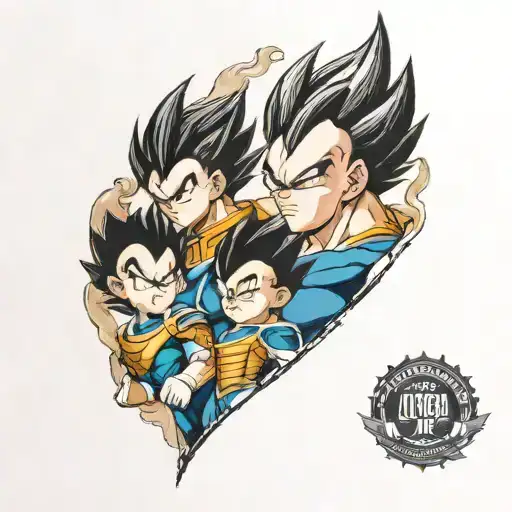 Vegeta with his children and wife tattoo design idea