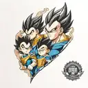 Vegeta with his children and wife tattoo design idea