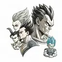 Vegeta with his children and wife tattoo design idea