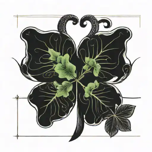 a 3 leaf clover with the number 12 in a bold blackwork tattoo tattoo design idea