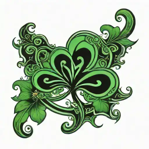 a 3 leaf clover with the number 12 in tribal style tattoo design idea