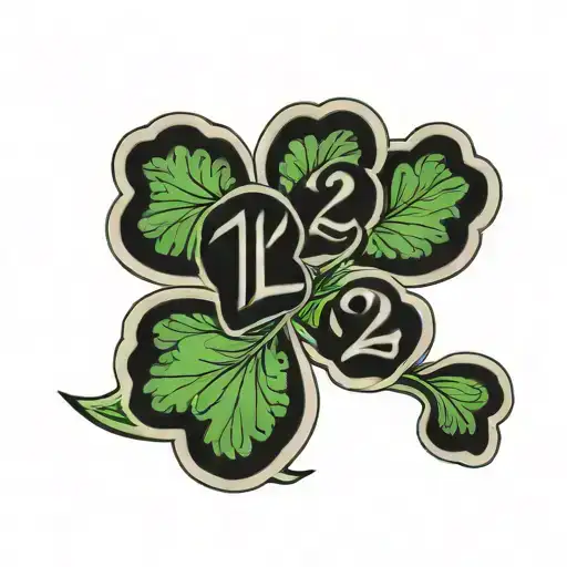 a 3 leaf clover with the number 12 in a bold blackwork tattoo tattoo design idea