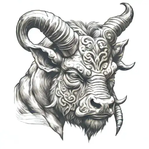 Minotaur head tattoo design idea