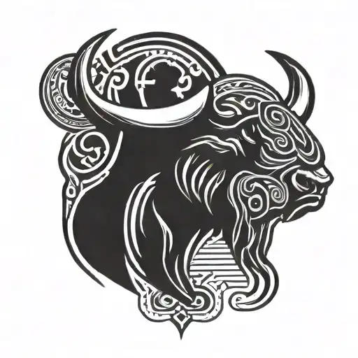 buffalo head looking right at you tattoo design idea