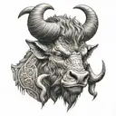 Minotaur head tattoo design idea