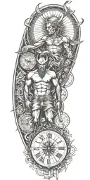 devil and angel, time, sun tattoo design idea