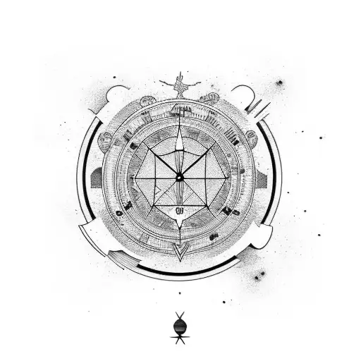 A minimalist tattoo of a vinyl record with the zodiac signs of Virgo and Aquarius subtly incorporated in the grooves tattoo design idea