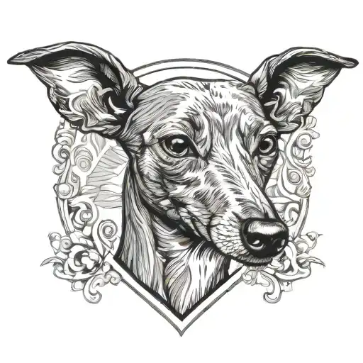 the Los Angeles Chargers Logo with a Italian greyhound tattoo design idea