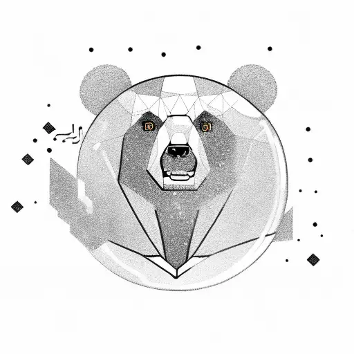 Dancing Bear with a disco ball above  tattoo design idea