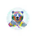 Dancing Bear with disco ball tattoo design idea
