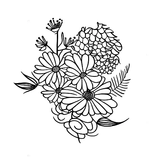 birth month flowers of September, November, and July tattoo design idea