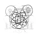 A minimalist tattoo representing the interconnectedness of philosophy, sociology, and history through circular motifs tattoo design idea