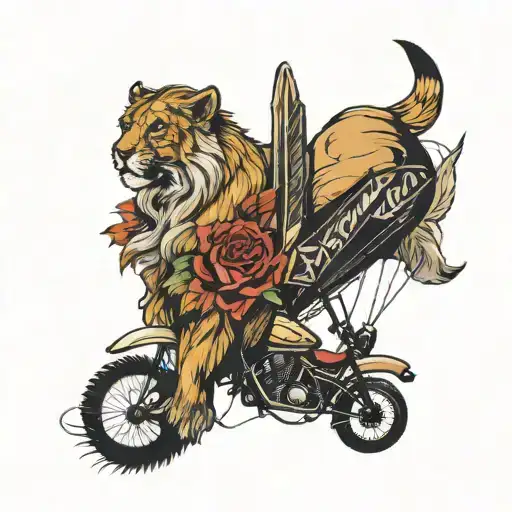 paraglider lionesses anchor  tattoo design idea