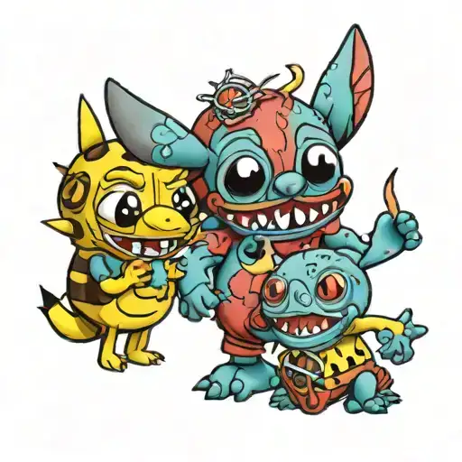 SpongeBob and stitch tattoo design idea