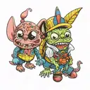 SpongeBob and stitch tattoo design idea