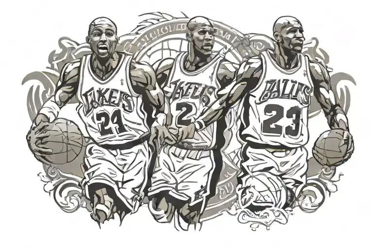 kobe bryant and michael jordan jerseys tattoo design idea