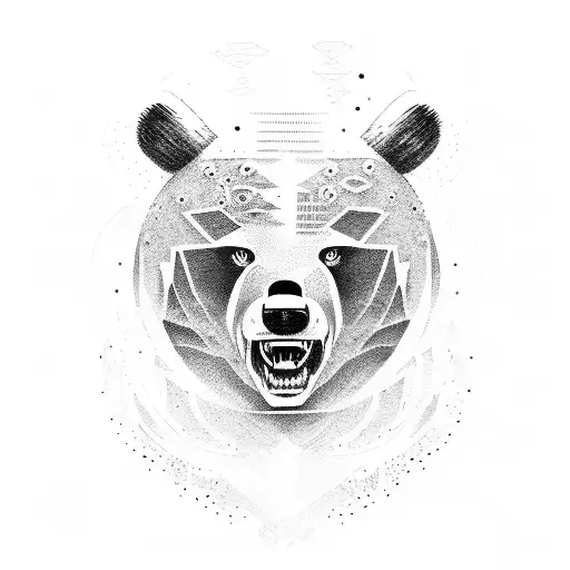 traper samurai vs bear tattoo design idea