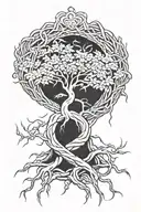 weeping willow tree with claddagh intertwined in roots tattoo design idea