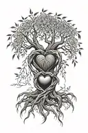 weeping willow tree with claddagh intertwined in roots tattoo design idea