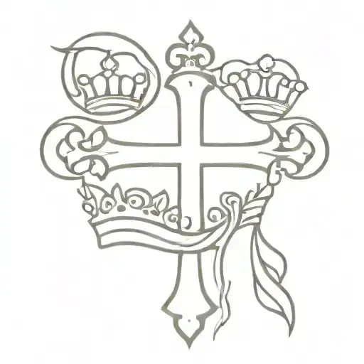 crown cross tattoo design idea