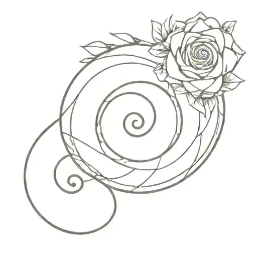 Fibonacci spiral with flowers coming tattoo design idea