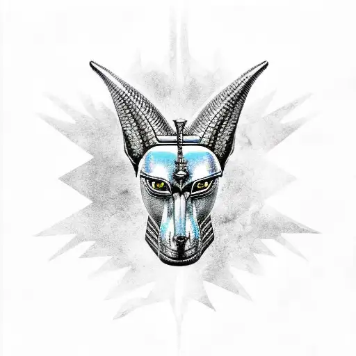 anubis with scales of justice tattoo design idea