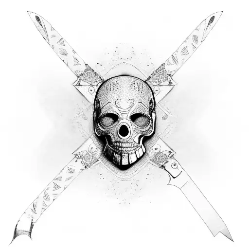 mummy with knife tattoo design idea