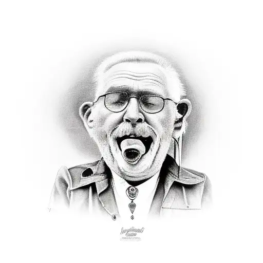  Old Man playing guitar infront of 2 children tattoo design idea