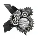 A geometric golf ball design intertwined with mechanical engineering gears and tools tattoo design idea