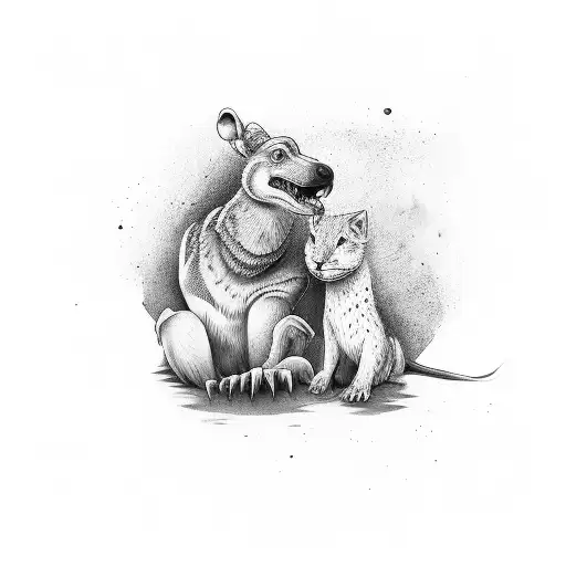 hardworking father and loving mother as animals tattoo design idea
