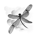 Dragonfly flying into the clouds tattoo design idea