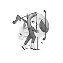 A dynamic composition featuring a bar scene with musical notes floating in the air tattoo design idea
