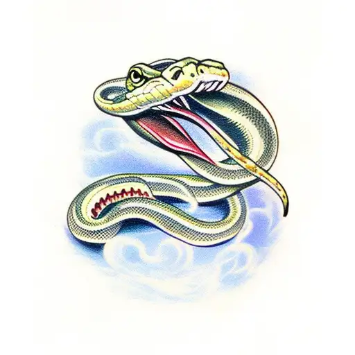 Snake eating two snakes tattoo design idea