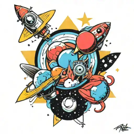 Andy Warhol inspired space elements tattoo design idea