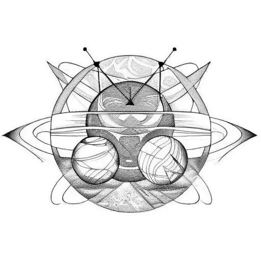  bow and arrow, planets tattoo design idea