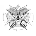  bow and arrow, planets, eagle tattoo design idea