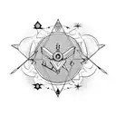  bow and arrow, planets, eagle tattoo design idea