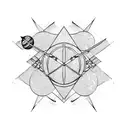  bow and arrow, planets tattoo design idea