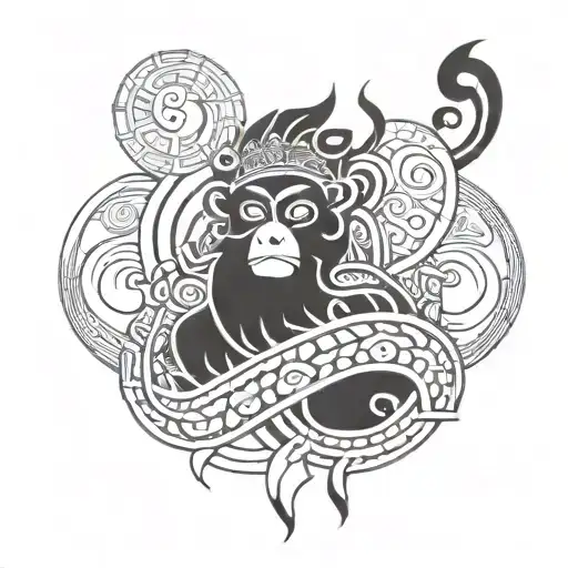 monkey king scandinavian style tattoo design idea