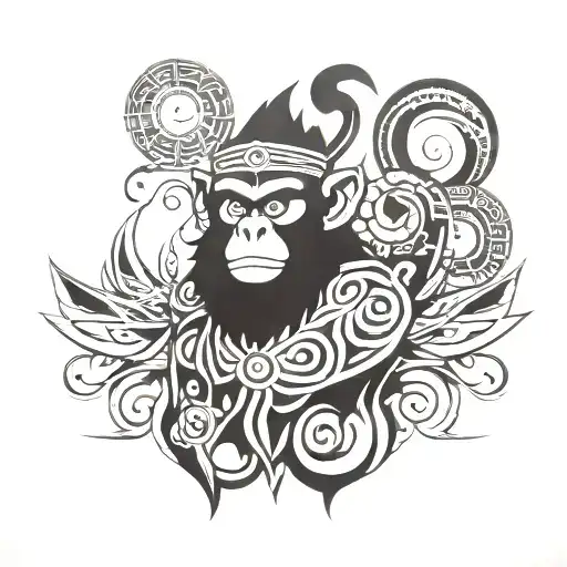 monkey king scandinavian style tattoo design idea