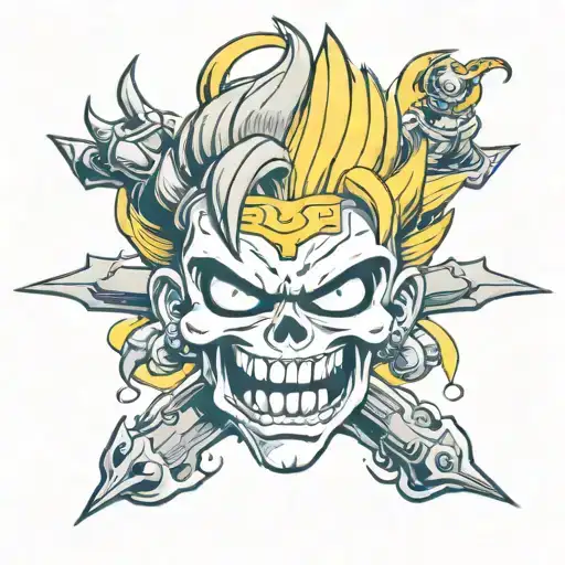 san goku skull tattoo design idea