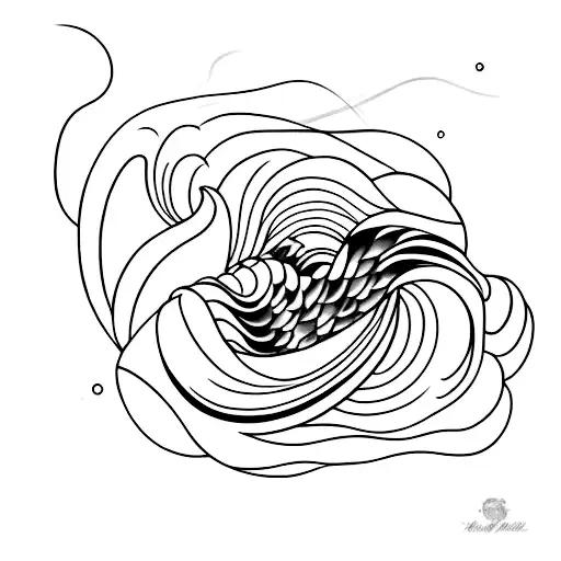 A minimalist tattoo of a fashion runway with waves crashing on the beach tattoo design idea